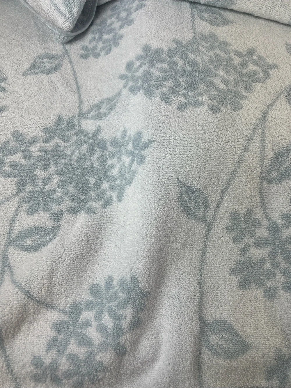 Common Thread Bath Towels Light Blue White Floral Zero TwistCotton 2 Pc NEW
